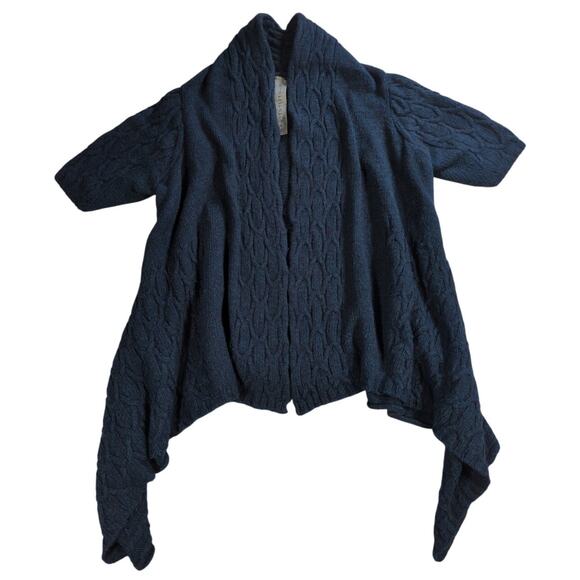 Elsaradi Italy M Blue Alpaca Wool Blend Knit Open Front Cardigan Sweater - Picture 1 of 11